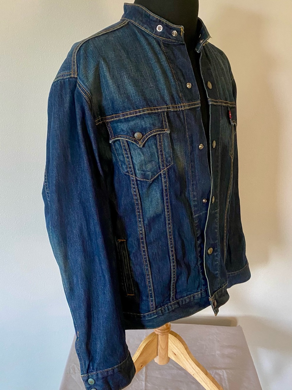 Vintage 2001 Levi’s Easy Rider 70550-0496 Denim Moto Jacket XL with Stand Collar - Picture 4 of 9